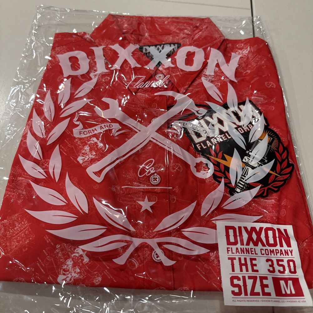 DIXXON Womens the 350 short sleeve button-down shirt Red Size M NEW - Picture 1 of 9